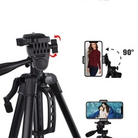 Support Trépied Professionnel Flexible pour Téléphone, Caméra Vidéo et Anneau Lumineux, Trépied en Aluminium avec Perche à Selfie et Support Téléphone