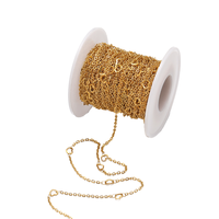 Chaîne à maillons en forme de cœur plaquée or 18 carats en acier inoxydable, bobine de composants de bijoux pour la fabrication de colliers et bracelets, accessoires DIY