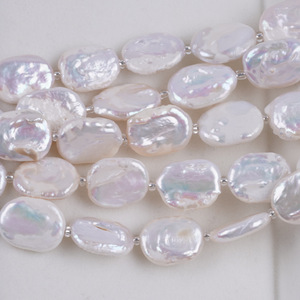 Perlas Sueltas de Agua Dulce Naturales de Zhuji, Barra Corta de 18 cm, Forma Barroca Elíptica Cuadrada, Perlas Blancas de 13-15 mm, Semi-Acabadas - Product Image 5
