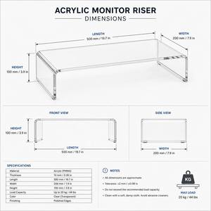 Support d'écran en acrylique massif personnalisé, imprimé UV, support ergonomique pour ordinateur portable, organisateur de bureau pour le rangement des ordinateurs de bureau et domestiques - Product Image 2