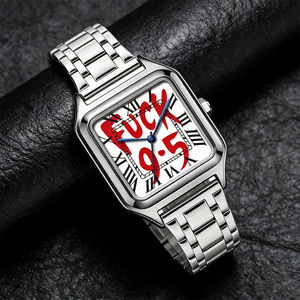 <span class=keywords><strong>Orologio</strong></span> al Quarzo Unisex FUCK9.5 in Acciaio Inox, <span class=keywords><strong>Quadrante</strong></span> <span class=keywords><strong>Quadrato</strong></span>, Stile Semplice ed Elegante, Impermeabile, di Lusso - Product Image 4