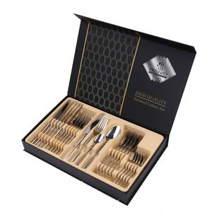 Hot Selling 72-Piece Crown Stainless Steel Cutlery Set 1010 Steak Knife <b>Fork</b> Spoon Reusable Tableware with Cross <b>Border</b> Gift Box - Product Image 3