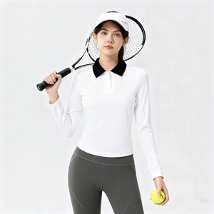 <span class=keywords><strong>Polo</strong></span> da <span class=keywords><strong>donna</strong></span> a maniche lunghe con colletto rialzato Color-block, Slim Fit, stile retrò, Casual e adatta per il Tennis - Product Image 5