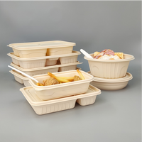 Assiette jetable en amidon de maïs sectionnelle à 4 compartiments, plateau alimentaire biodégradable