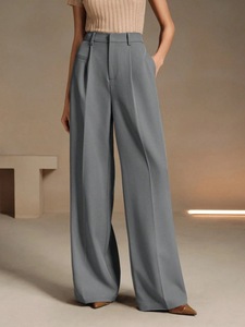 <span class=keywords><strong>Pantaloni</strong></span> <span class=keywords><strong>Eleganti</strong></span> da Donna a <span class=keywords><strong>Vita</strong></span> Alta <span class=keywords><strong>con</strong></span> <span class=keywords><strong>Elastico</strong></span>, Gamba Dritta, Traspiranti, per Autunno, Vestibilità Comoda, Stile Business - Product Image 1