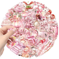 50 Pcs Mignon Animaux Autocollant Rose Étanche Transparent Die Cut Autocollants Pet Creative Autocollants Livre pour Enfants Bricolage Manuel