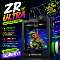 Imprimante 3D WonderMaker ZR ultra nouvelle génération, open source, 4 têtes d'impression, impression multi-matériaux, changement rapide, USB, 1 an de garantie, PLA, nivellement automatique