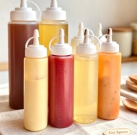 Bouteilles à condiments en plastique sans BPA avec bouchons à visser pour sauces piquantes, distributeurs d'huile d'olive, condiments pour barbecue