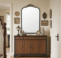 Miroir mural de style baroque européen de luxe, ornementé de motifs dorés, miroir décoratif pour entrée, hall d'entrée, salon