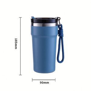 Vaso Térmico de Acero Inoxidable de 16 oz con Tapa y Correa, Aislamiento al Vacío, Antiderrames, Aislamiento Térmico de 6 a 12 Horas, Apto para Agua Hirviendo - Product Image 2