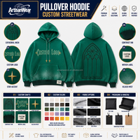 Sweat-shirt à capuche vert forêt personnalisé pour homme avec motif graphique lettre sur la poitrine, cordon de serrage, style streetwear, OEM ODM