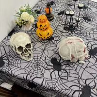 Nouveau Halloween Fantôme Festival Noir Toile D'araignée Dentelle Nappe Jacquard Horreur Araignée Table Couverture