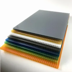 透明板防晒板Hoja de policarbonato 6毫米2层透明聚碳酸酯板，用于温室