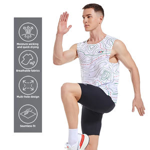 Sublimation Men's Crew Neck Running Singlet Custom Breathable Marathon Tank <b>Top</b> Quick-Drying <b>Mesh</b> Lightweight Sleeveless Workout - Product Image 3