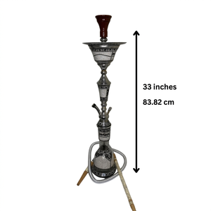 Cachimba Khalil Maamoon Auténtica Hecha a Mano - Núcleo de Latón Sólido Lotus Sadaf 1 Nivel 33 Pulgadas (83.82 cm) Juego Completo (Negro y Azul Mos) - Product Image 2