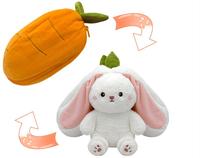 Peluche Lapin Fraise Réversible en Coton PP, Jouet Respirant Lapin Carotte Personnalisé 28cm – Meilleure Vente