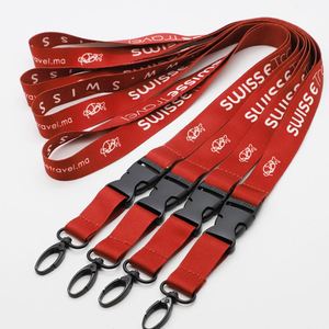 Wholesale Polyester Custom Heat Press Lanyard Breakaway Buckle Black <b>Snap</b> Hook Promotional Gift Lanyard - Product Image 1