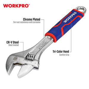 Jeu de clés à molette réglables <span class=keywords><strong>WORKPRO</strong></span>, poignée robuste, clé Cr-V de 12 pouces, poignée chromée confortable, clé à molette - Product Image 2