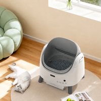 Litière pour chat automatique à double capteur de sécurité, auto-nettoyante, avec contrôle par application, gris-blanc, sacs poubelles en plastique inclus