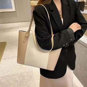 THK Nouveaux sacs à main grande taille pour femme, style rétro en cuir PU, sacs bandoulière et sacs fourre-tout pour femme avec coutures colorées - Product Image 2