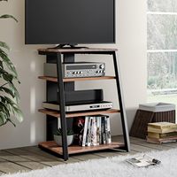 Étagère d'angle pour support multimédia AV à 4 niveaux pour tourne-disque Tour de rack audio avec étagères en bois réglables en hauteur Pack de vente par correspondance
