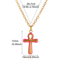 Collier Croix Ankh en Acier Inoxydable Plaqué Or, Étanche et Anti-ternissement, Tendance TikTok, par Fanhua Jewelry