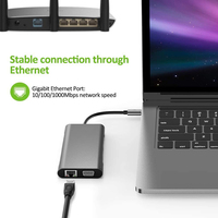 Estación de acoplamiento para ordenador portátil 10 en 1, 2 monitores, Adaptador tipo C para Macbook y Windows