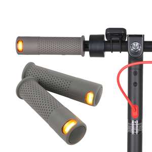Couvre-guidon gris avec éclairage anti-empreintes digitales, poignées télécommandées pour trottinette électrique, clignotants et feux d'avertissement - Product Image 5