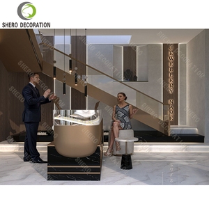 Commercial Jewelry Shop Interior Design Customized Luxury Glass Gold Stainless Jewelry Showcase Display Cabinet For Retail Store - Product Image 2