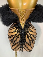 Robe mini noire sans bretelles et dos nu pour femme, sexy, pour soirée, boîte de nuit, spectacle sur scène, costume d'anniversaire