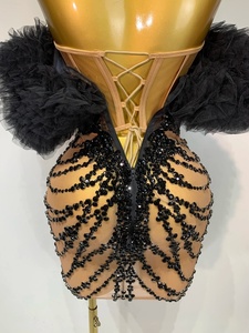 Abito <span class=keywords><strong>Mini</strong></span> Nero Senza Spalline e Senza Schienale con Diamanti per Donna, Sexy per Feste Serali, Discoteca, Spettacoli, Compleanni - Product Image 2