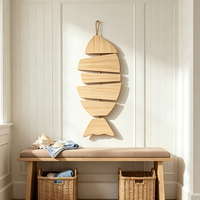 Décoration murale en bois en forme de poisson à suspendre avec corde pour salon, chambre, entrée, décoration de maison de style côtier