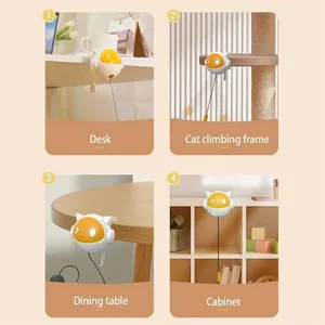 ของเล่นแมวพลาสติกแบบอินเทอร์แอคทีฟ ลูกบอลขนสัตว์แบบเปลี่ยนได้ ลูกบอลสีเหลืองอเนกประสงค์ ตัวตั้งเวลาปิดอัตโนมัติ ดีไซน์แบบหนีบสำหรับวางบนโต๊ะ - Product Image 4