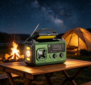 Radio d'urgence solaire rechargeable 20000 mAh avec fonctions FM AM WB, accès <span class=keywords><strong>Internet</strong></span>, lampe torche haute puissance intégrée et manivelle, autonomie 38h - Product Image 1