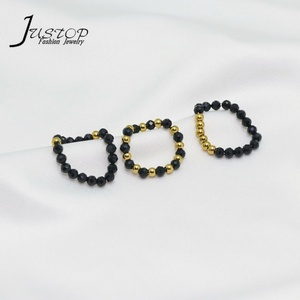 Perles à facettes multicolores pour femmes, faites à la main, en acier inoxydable, personnalisées et respectueuses de l'environnement, perles élastiques plaquées or pour la fabrication - Product Image 1