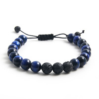Bracelets unisexes faits à la main en pierre naturelle œil de tigre, turquoise et agate de 8 mm, perles tendance en forme de boule, accessoires de bricolage pour cadeaux