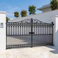 Portail battant classique en fer forgé noir pour villa/jardin/ferme – Panneaux de clôture extérieurs au design classique pour entrée de maison et allée