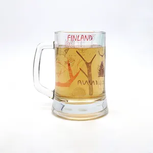 German Style Glassware 300ml Beer Stein Glass Mug Dimple Beer Mug with Handles