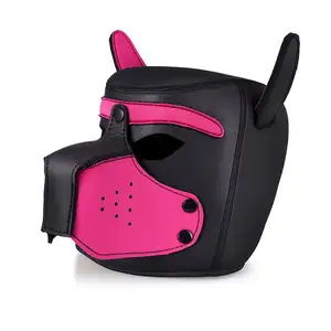 Dog Head Hood Latex bdsm mask Animal Costume Eye Mask of Bondage Fetish Slave Sex Toys for Adult Game