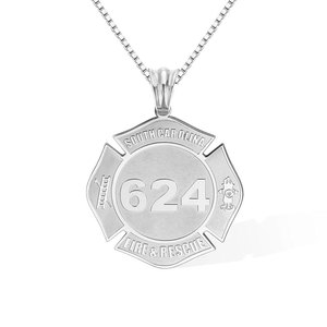 Collana con Ciondolo Distintivo Personalizzato in Ottone Placcato <span class=keywords><strong>Oro</strong></span> per Vigili del Fuoco, Gioiello Commemorativo Inciso con Nome <span class=keywords><strong>Città</strong></span> e Numero per Pompieri - Product Image 2