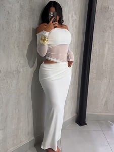 Abito Lungo <span class=keywords><strong>da</strong></span> Donna King Mcgreen Star con Spalle Scoperte, Vestito Estetico Trasparente Sexy <span class=keywords><strong>da</strong></span> Notte, Outfit <span class=keywords><strong>da</strong></span> Club a Maniche Lunghe - Product Image 1