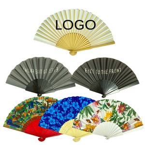 Promotional Crafts Handheld Fan Custom Printed Folding Logo Bamboo Paper Hand Fan