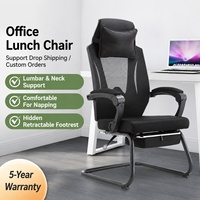 Fauteuil de bureau ergonomique moderne à dossier haut en maille, inclinable, avec repose-pieds réglable, support lombaire et accoudoirs fixes, cantilever