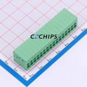 MX205V-3.5-16P-GN01-Cu-A Spring Terminal Block Through hole Component (THT),P=3.5mm Connector 1x16P 3.5mm Green Through Hole - Product Image 1