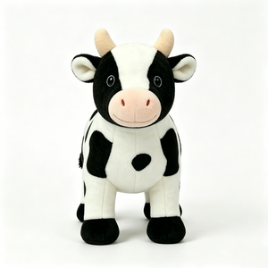 Peluche de vaca blanca y negra personalizado, animal de peluche de vaca lechera con manchas, peluche suave de vaca de granja, muñeco de vaca realista de pie. - Product Image 6