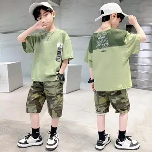 wholesale children clothing fashion short sleeve quality outfit for boys 2024 breathable boys clothing sets 8 year old to 12
