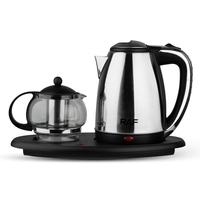 Bouilloire électrique avec théière en verre, 1850W 2200W, en acier inoxydable, intérieur sans BPA, indicateur LED