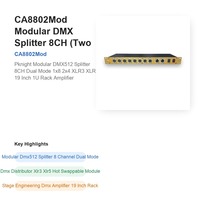 Contrôleur Splitter DMX512 Modulaire Pknight 8 Canaux Double Mode 1x8 2x4 XLR3 XLR5 Amplificateur Rack 1U 19 Pouces 6A Garantie 1 An Fabriqué