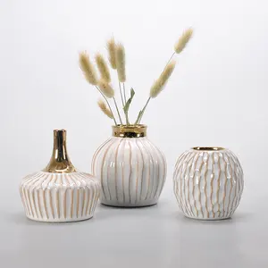 Exquisite Interieur Prunkstücke Streifen Design glänzend glasierte Keramik Vase Wohnkultur Luxus