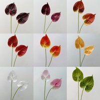 Bunga Anthurium Buatan Bentuk Persik Dekoratif PU Real Touch Grosir untuk Dekorasi Rumah dan Pernikahan